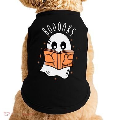 Ghost Reading Books Halloween Doggie Tank
