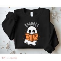 Ghost Reading Books Halloween Sweatshirt thumb 2
