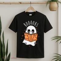 Ghost Reading Books Halloween T-Shirt thumb 2
