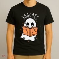 Ghost Reading Books Halloween T-Shirt thumb 3
