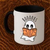 Ghost Reading Books Halloween Coffee Mug thumb 2