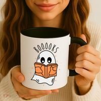 Ghost Reading Books Halloween Coffee Mug thumb 3