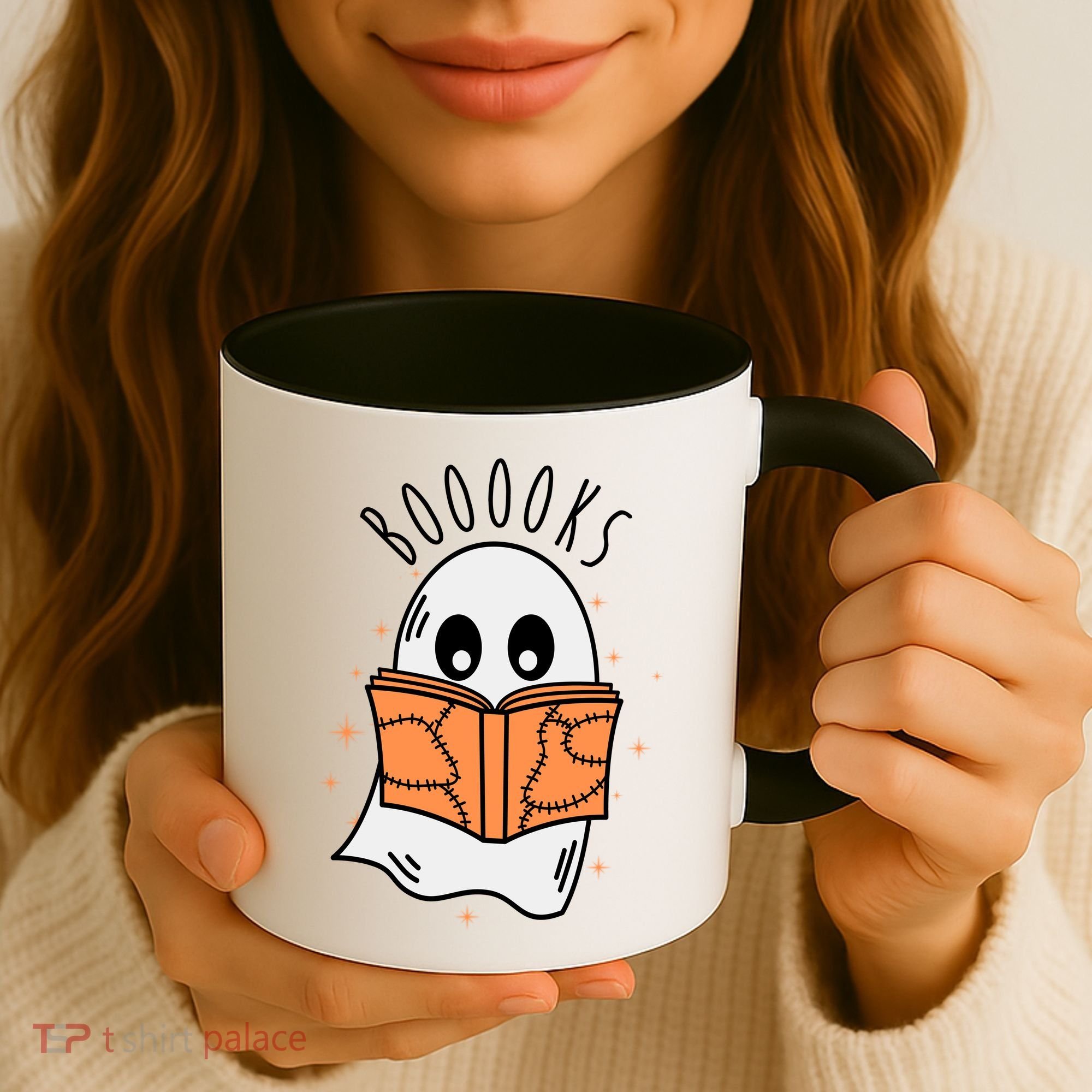 Ghost Reading Books Halloween Coffee Mug