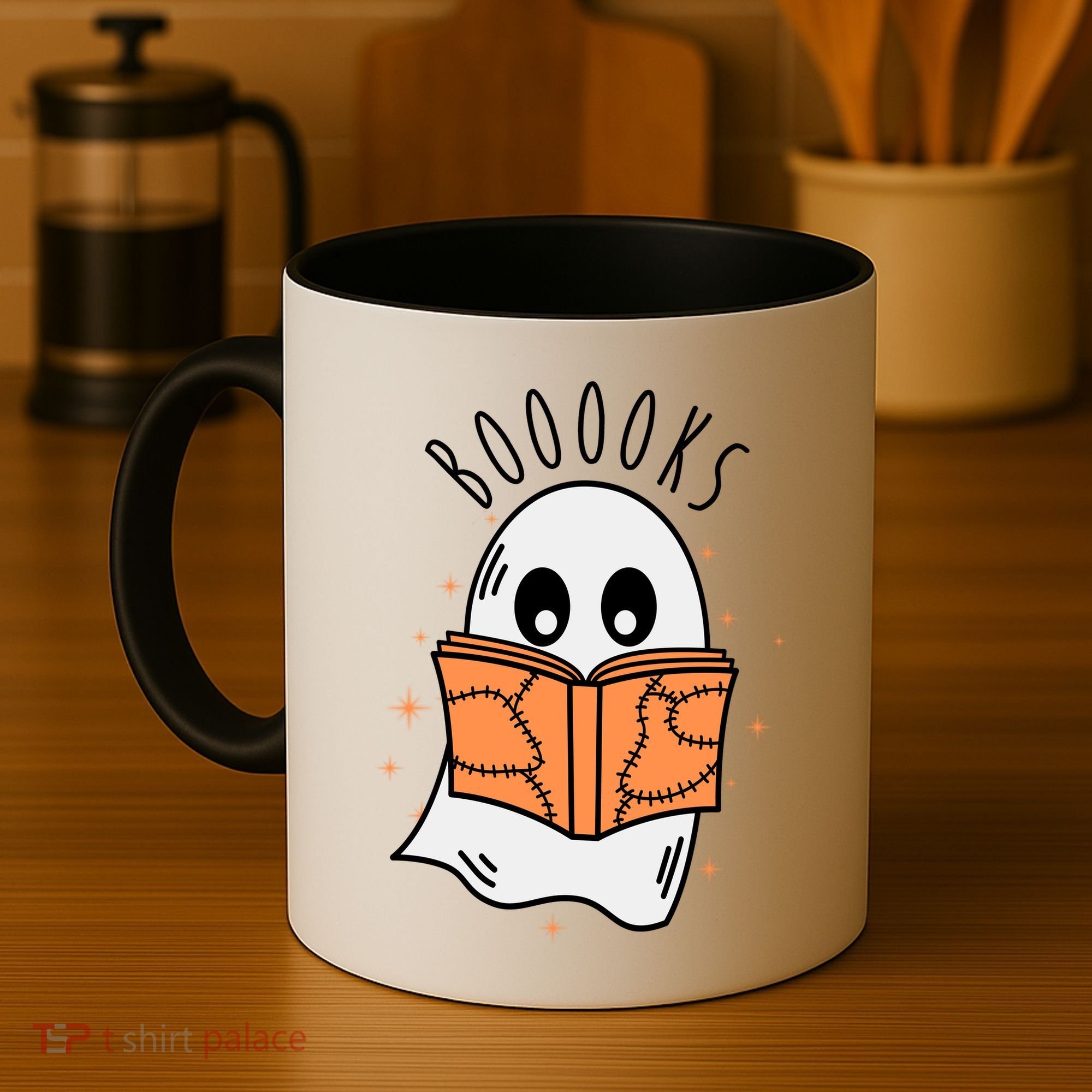 Ghost Reading Books Halloween Coffee Mug