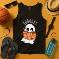 Ghost Reading Books Halloween Tank Top thumb 4