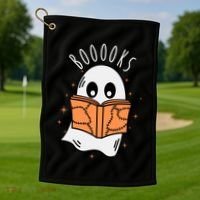 Ghost Reading Books Halloween Golf Towel thumb 1