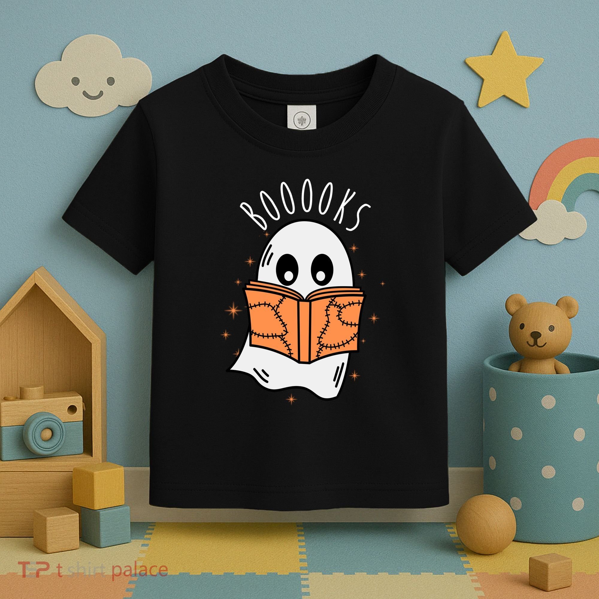 Ghost Reading Books Halloween Toddler T-Shirt