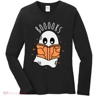 Ghost Reading Books Halloween Women's Long Sleeve Shirt thumb 0