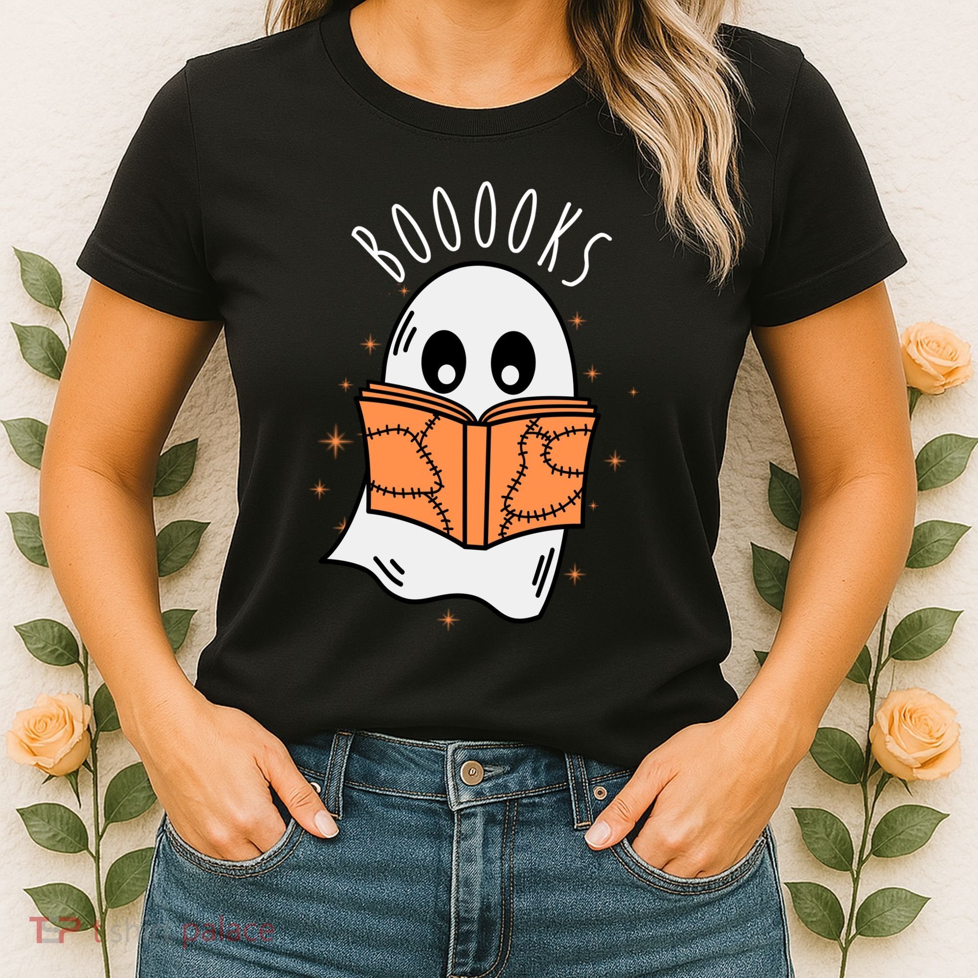 Ghost Reading Books Halloween Women's T-Shirt