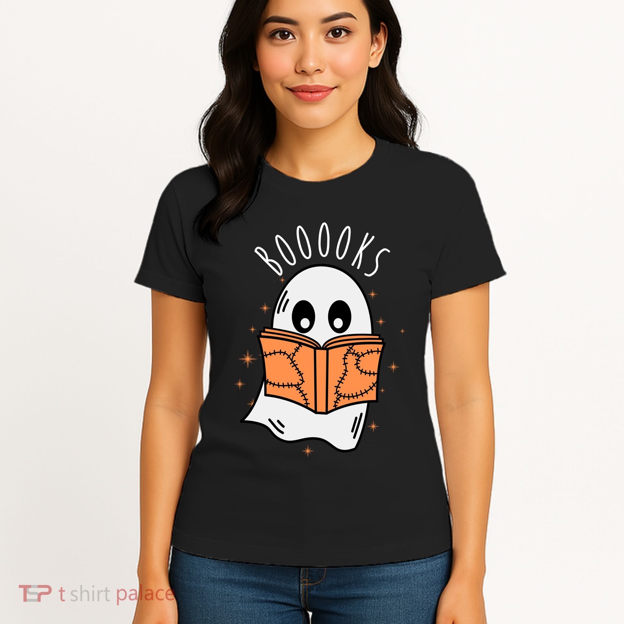 Ghost Reading Books Halloween Women's T-Shirt
