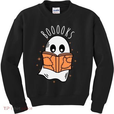 Ghost Reading Books Halloween Kids Sweatshirt