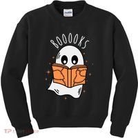 Ghost Reading Books Halloween Kids Sweatshirt thumb 0