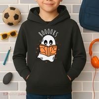 Ghost Reading Books Halloween Kids Hoodie thumb 2