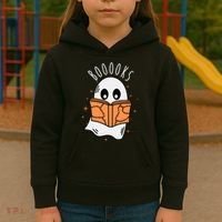 Ghost Reading Books Halloween Kids Hoodie thumb 3