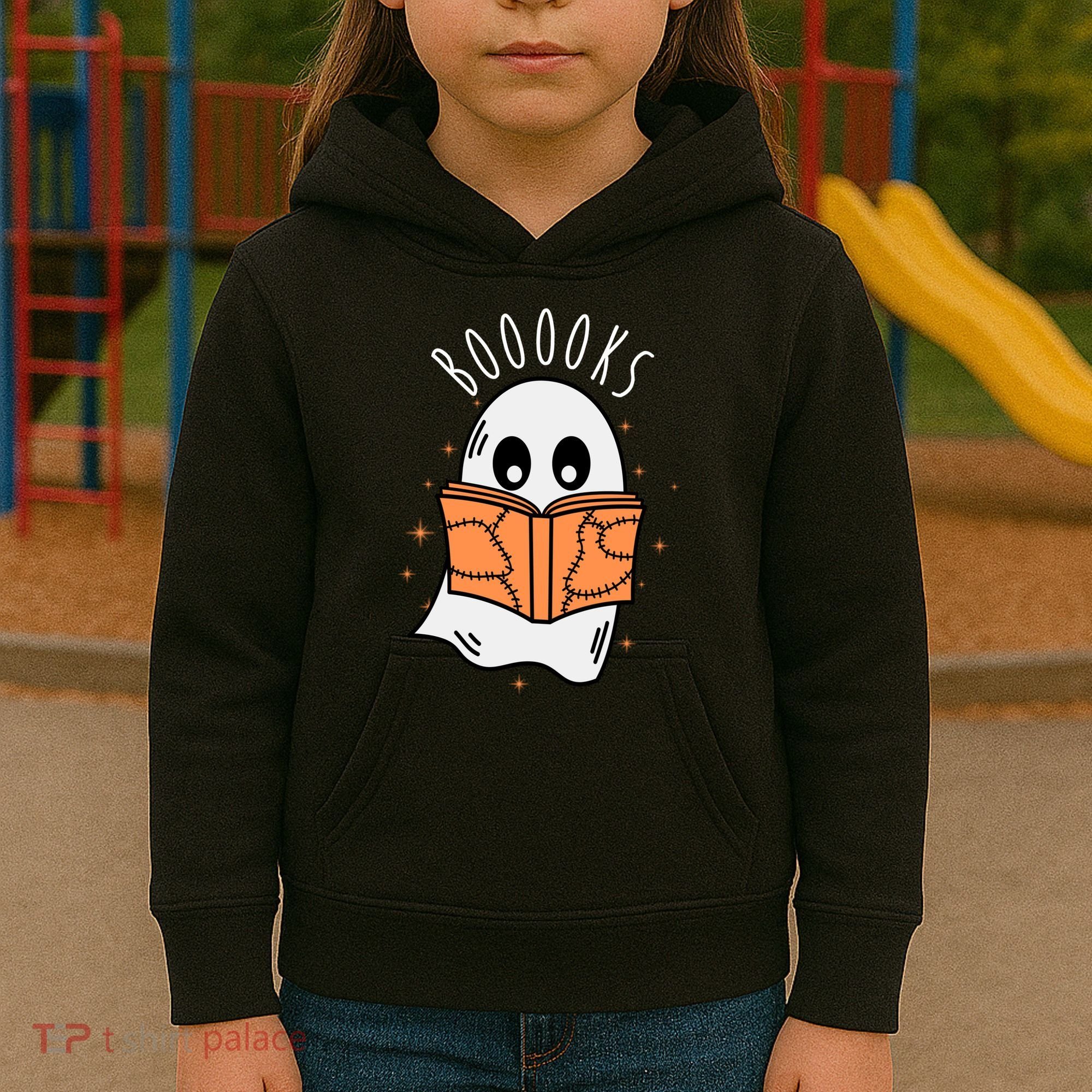Ghost Reading Books Halloween Kids Hoodie