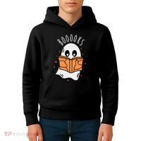 Ghost Reading Books Halloween Kids Hoodie thumb 4
