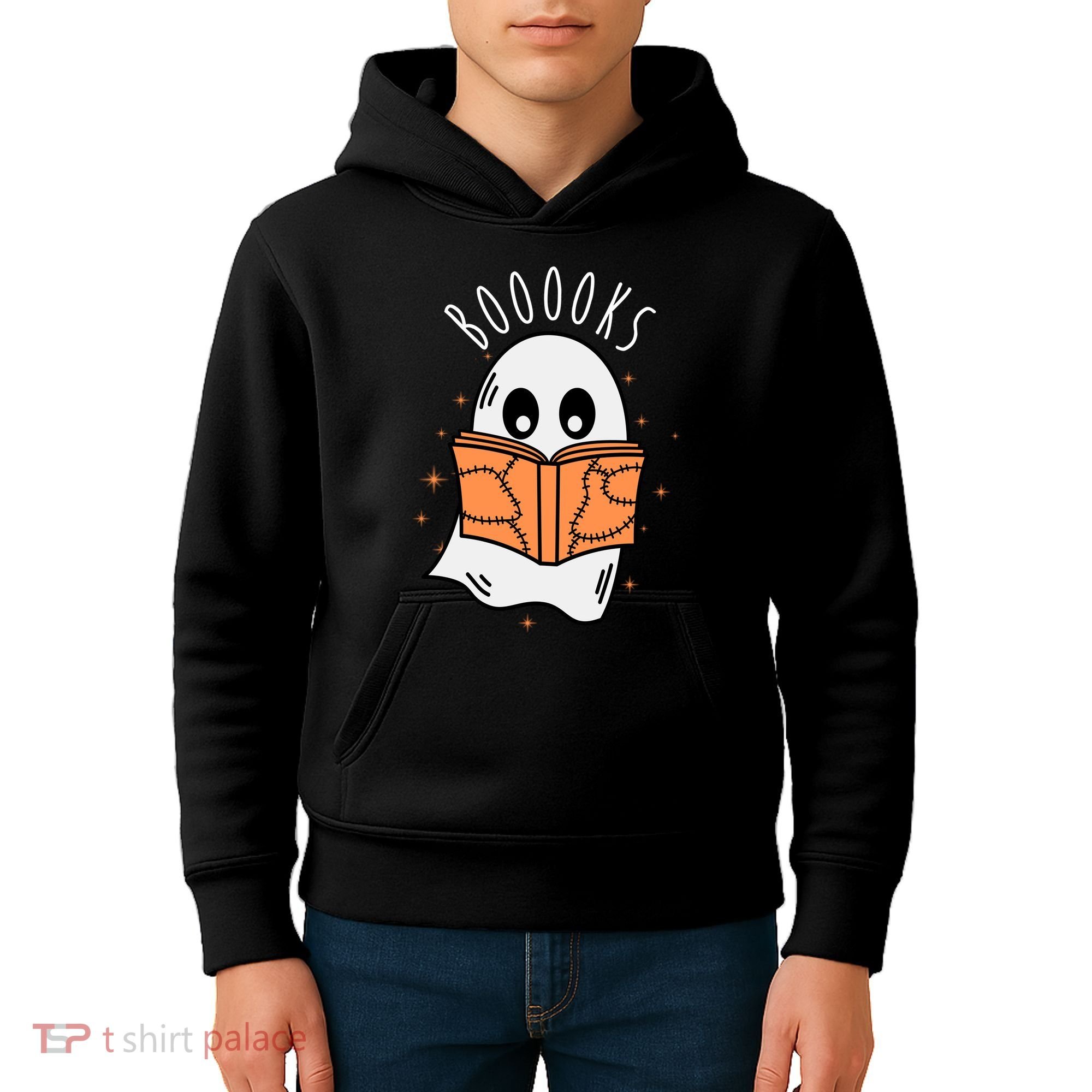 Ghost Reading Books Halloween Kids Hoodie