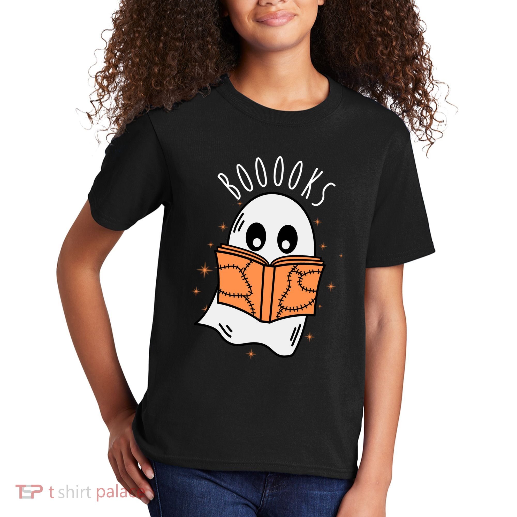 Ghost Reading Books Halloween Kids T-Shirt