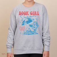Girl Reading Book Summer Funny Beach Vacation For Book Lover Women's Sweatshirt thumb 0