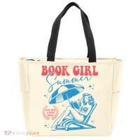 Girl Reading Book Summer Funny Beach Vacation For Book Lover Tote Bag thumb 0