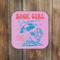 Girl Reading Book Summer Funny Beach Vacation For Book Lover Coaster thumb 0
