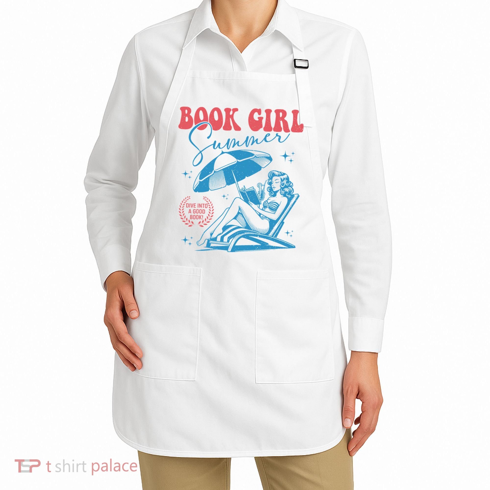 Girl Reading Book Summer Funny Beach Vacation For Book Lover Apron