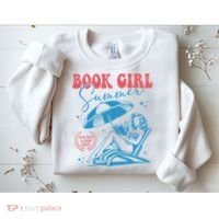 Girl Reading Book Summer Funny Beach Vacation For Book Lover Sweatshirt thumb 2