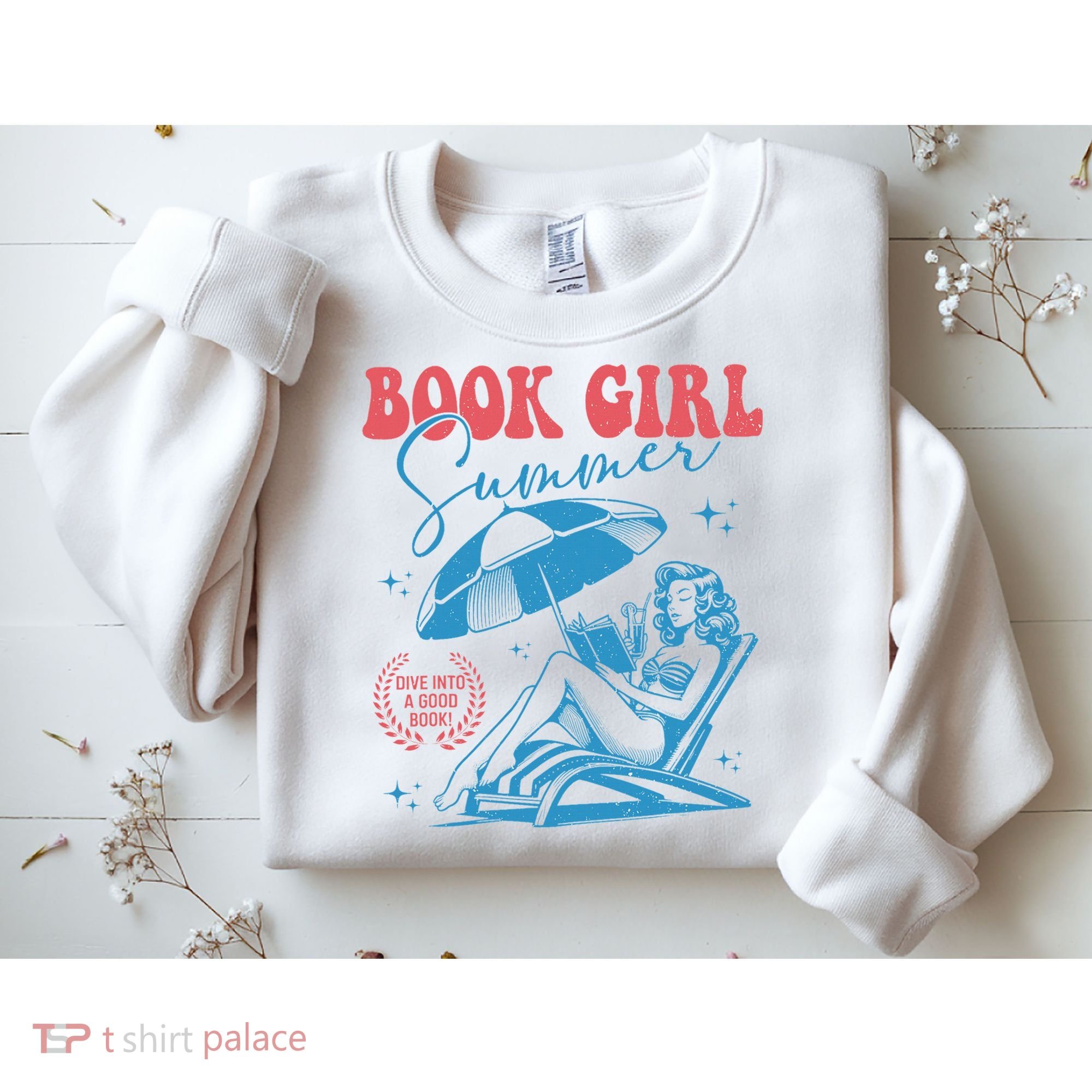 Girl Reading Book Summer Funny Beach Vacation For Book Lover Sweatshirt