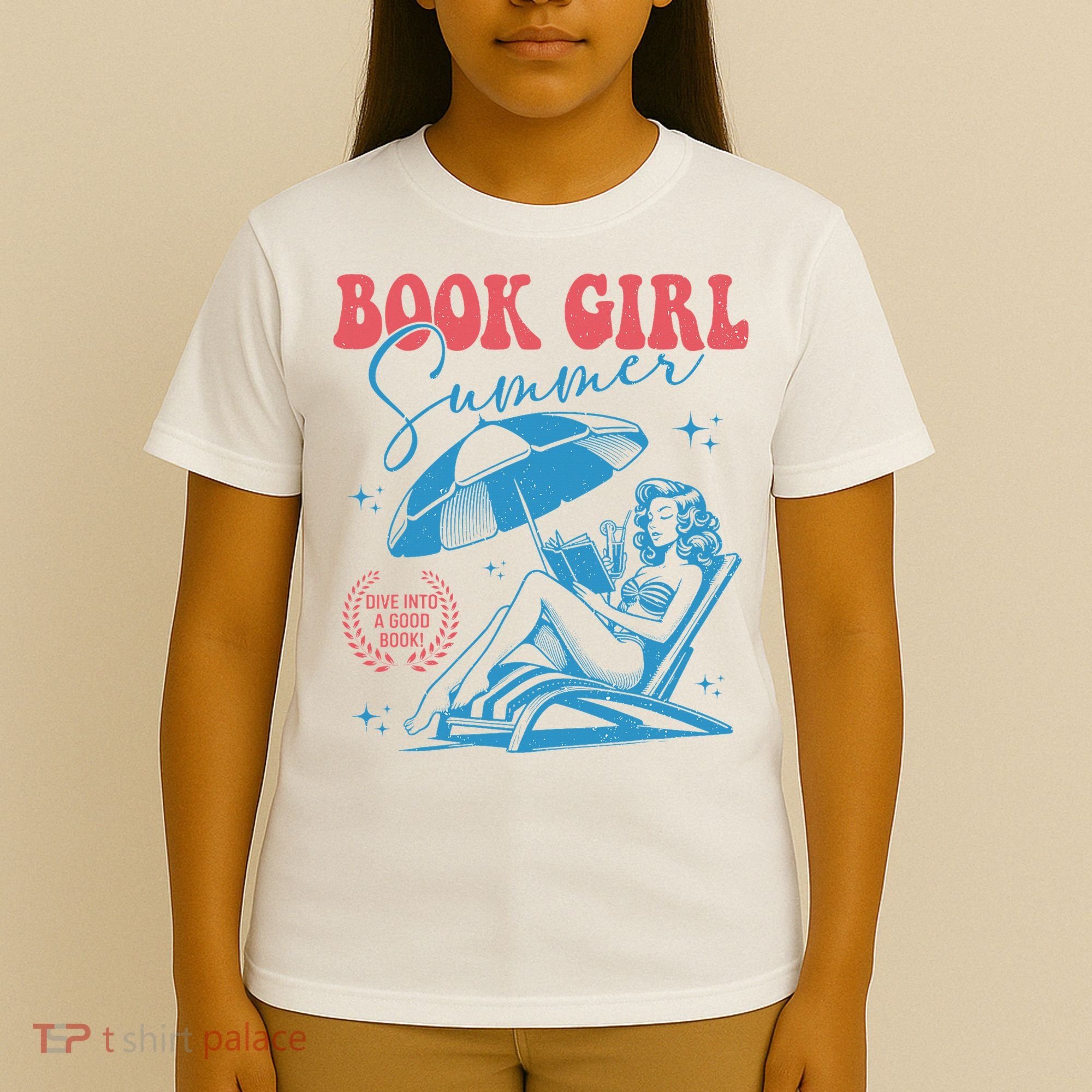 Girl Reading Book Summer Funny Beach Vacation For Book Lover T-Shirt