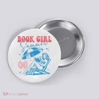 Girl Reading Book Summer Funny Beach Vacation For Book Lover Button thumb 0
