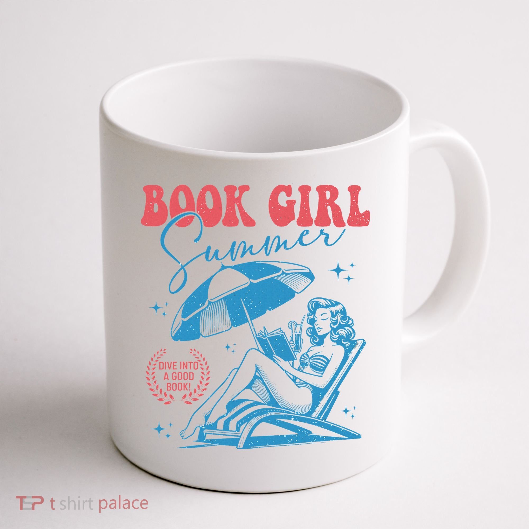 Girl Reading Book Summer Funny Beach Vacation For Book Lover Coffee Mug