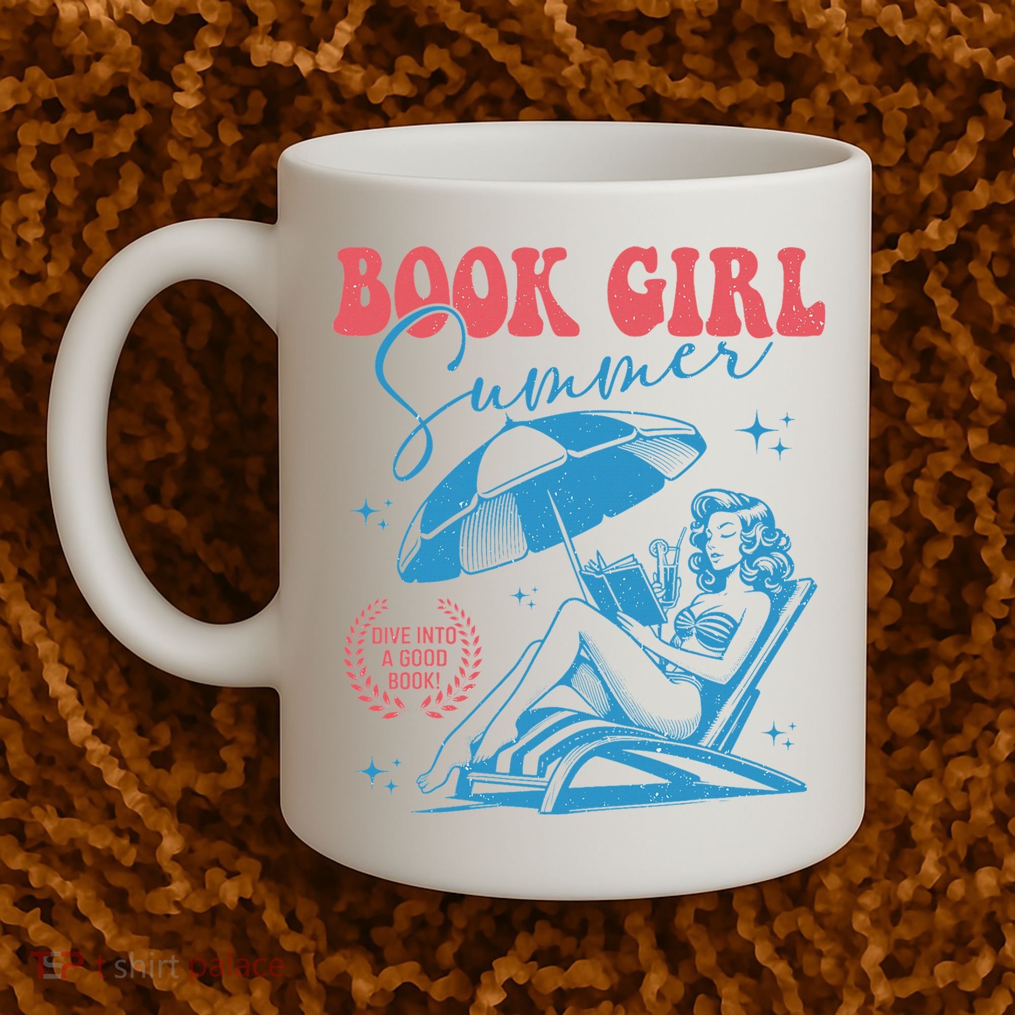 Girl Reading Book Summer Funny Beach Vacation For Book Lover Coffee Mug