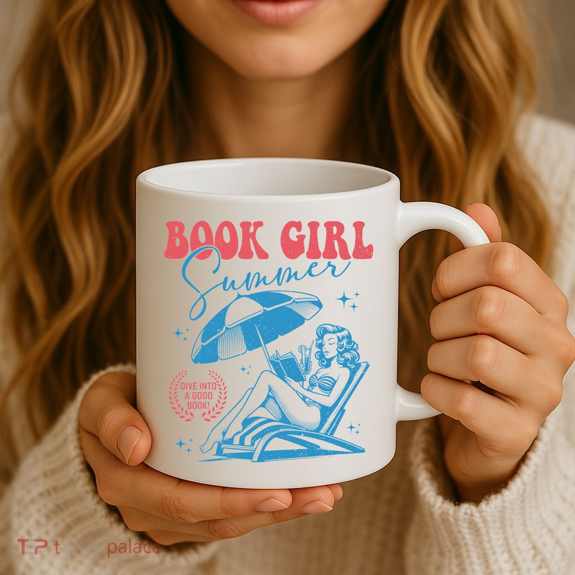 Girl Reading Book Summer Funny Beach Vacation For Book Lover Coffee Mug