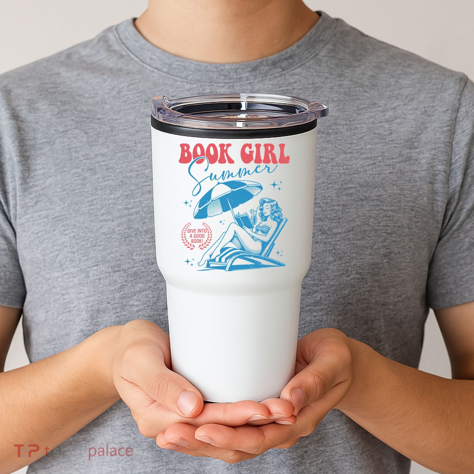 Girl Reading Book Summer Funny Beach Vacation For Book Lover Tumbler