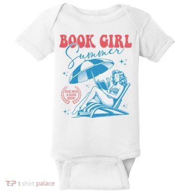 Girl Reading Book Summer Funny Beach Vacation For Book Lover Baby Bodysuit