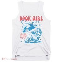 Girl Reading Book Summer Funny Beach Vacation For Book Lover Tank Top thumb 0