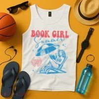 Girl Reading Book Summer Funny Beach Vacation For Book Lover Tank Top thumb 4
