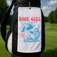 Girl Reading Book Summer Funny Beach Vacation For Book Lover Golf Towel thumb 2