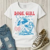 Girl Reading Book Summer Funny Beach Vacation For Book Lover Women's T-Shirt thumb 3