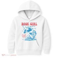 Girl Reading Book Summer Funny Beach Vacation For Book Lover Kids Hoodie thumb 0