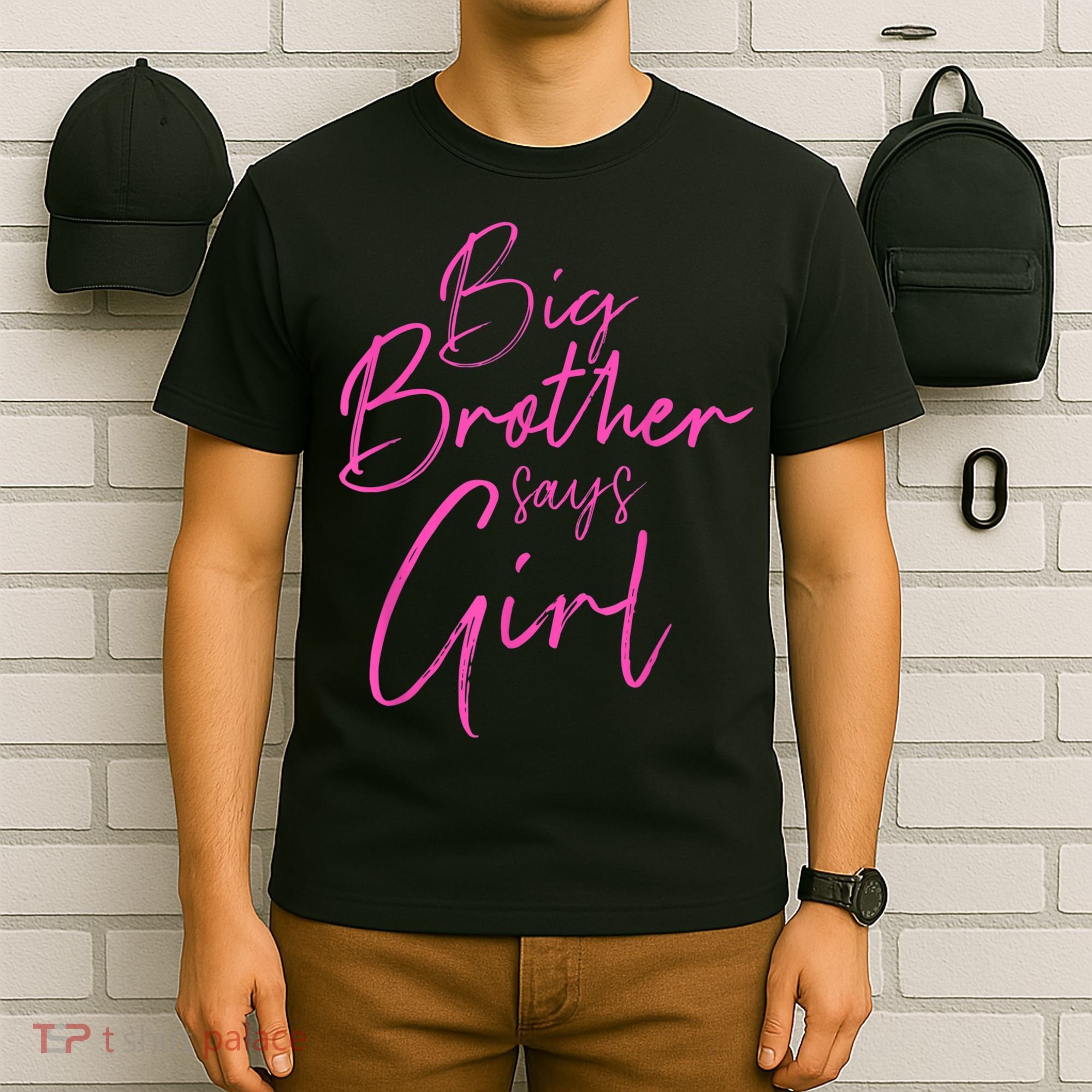 Gender Reveal Brother Says Girl Matching Baby Party T-Shirt