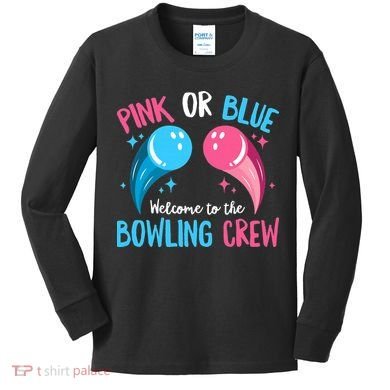 Gender Reveal Bowling Design for a Bowling Lover Kids Long Sleeve Shirt