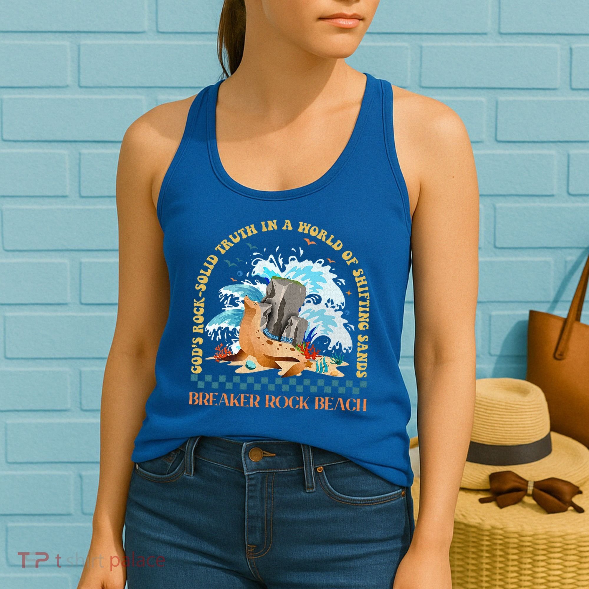 Gods Rocksolid Breaker Rock Beach Vbs 2024 Christian Women's Tank Top