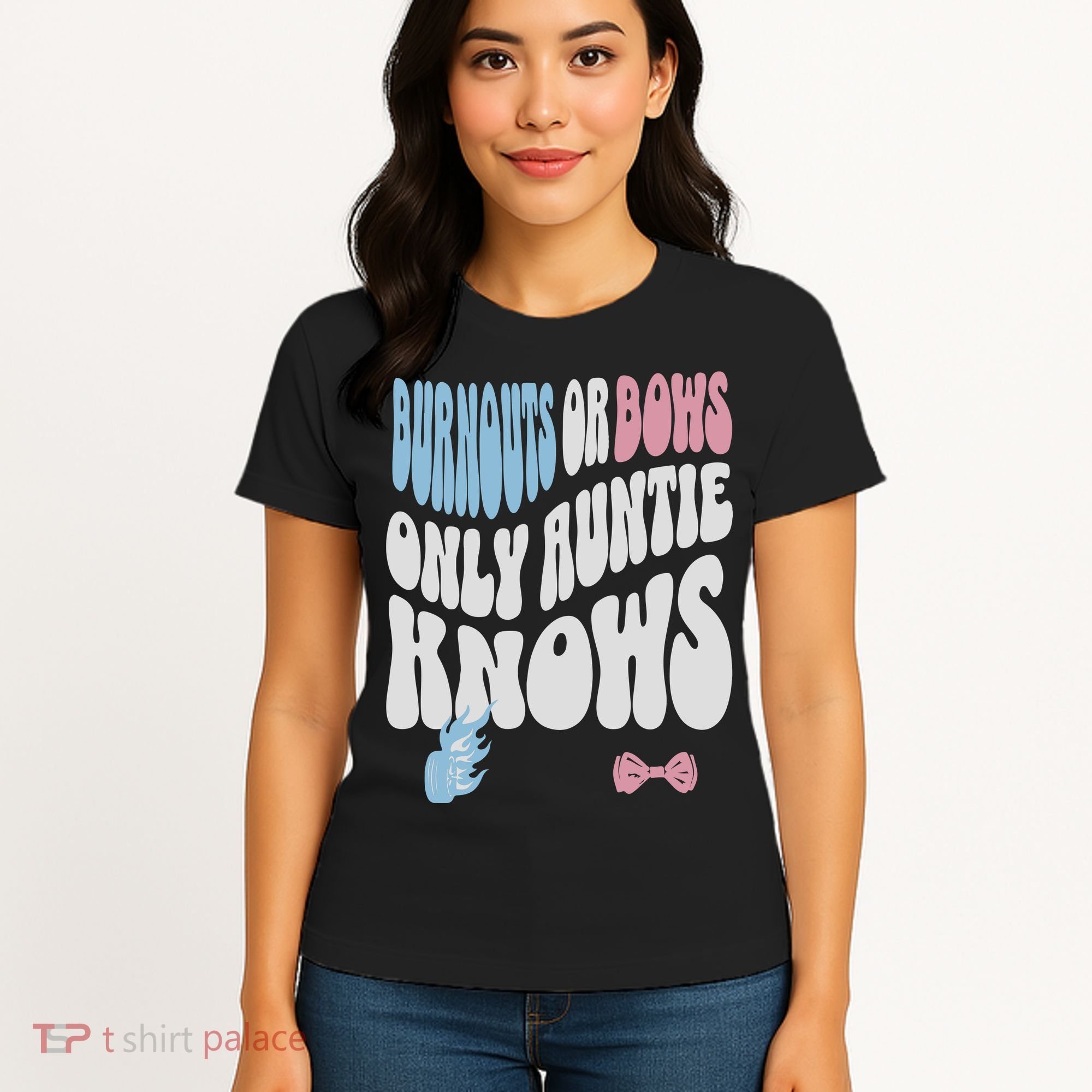 Gender Reveal Burnouts Or Bows New Aunt Women's T-Shirt