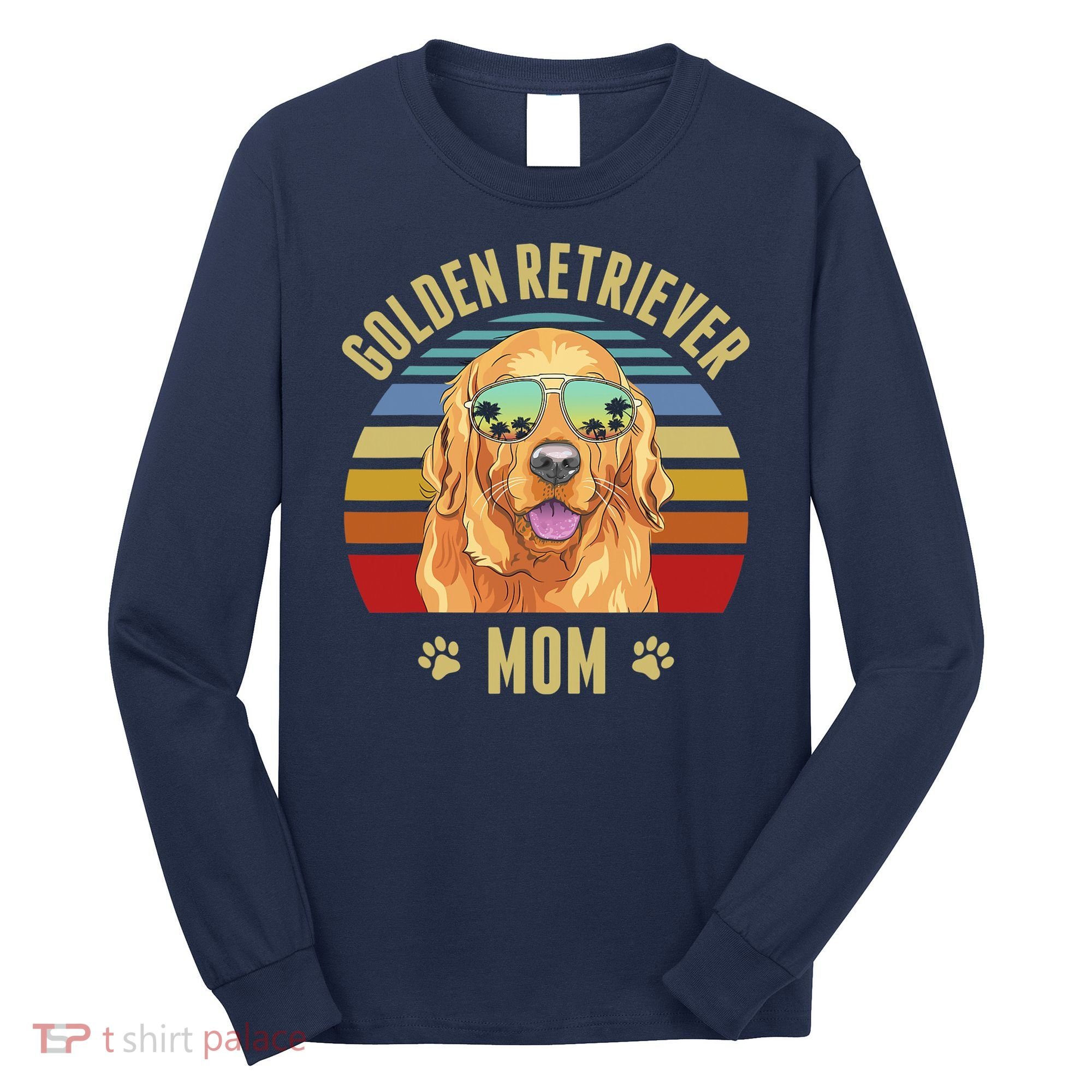 Golden Retriever Best Dog Mom Ever Retro Sunset Beach Vibe Long Sleeve Shirt