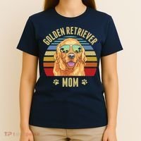 Golden Retriever Best Dog Mom Ever Retro Sunset Beach Vibe T-Shirt thumb 4