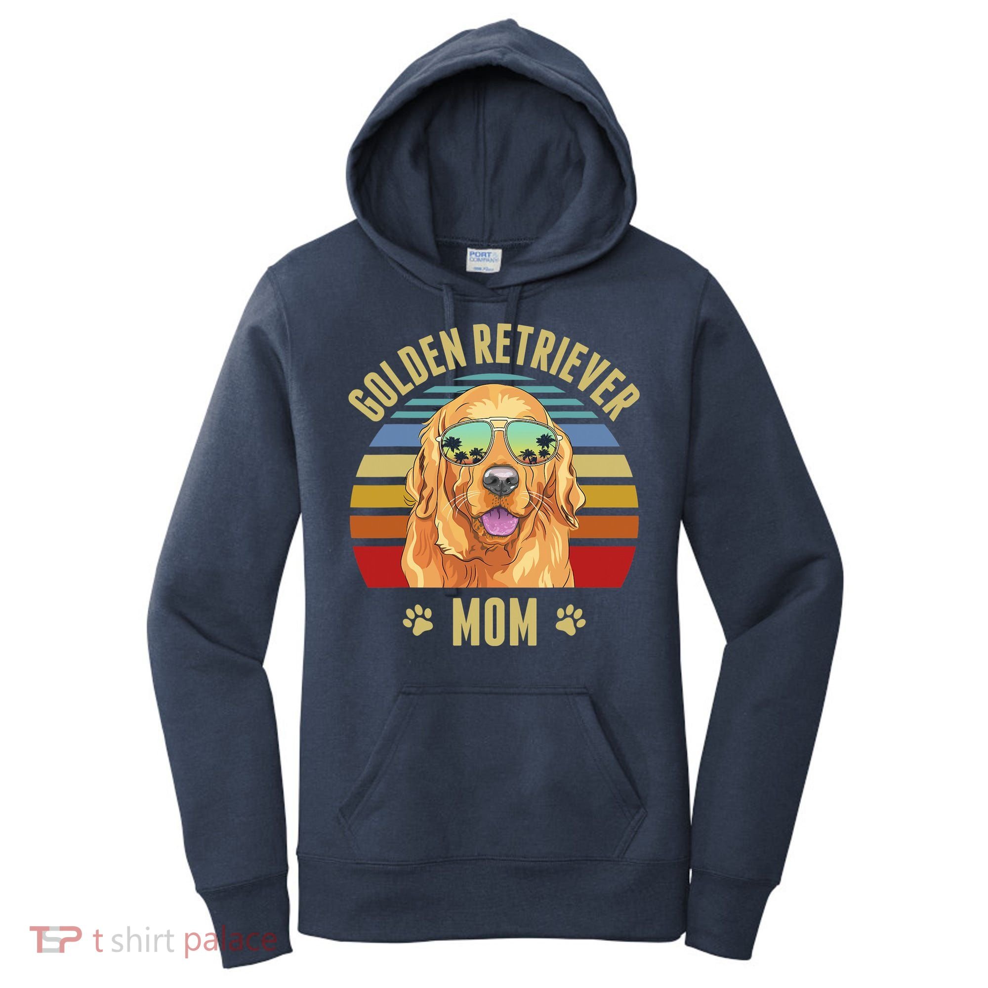 Golden Retriever Best Dog Mom Ever Retro Sunset Beach Vibe Women's Hoodie