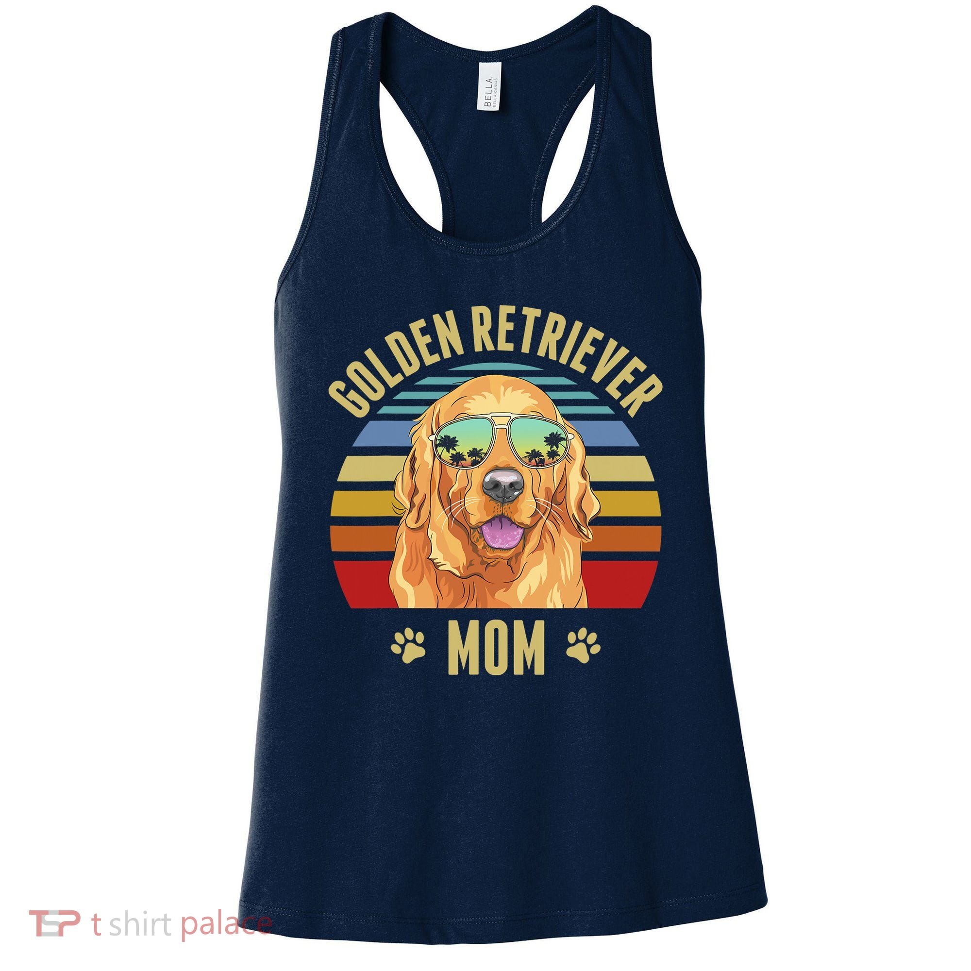 Golden Retriever Best Dog Mom Ever Retro Sunset Beach Vibe Women's Tank Top