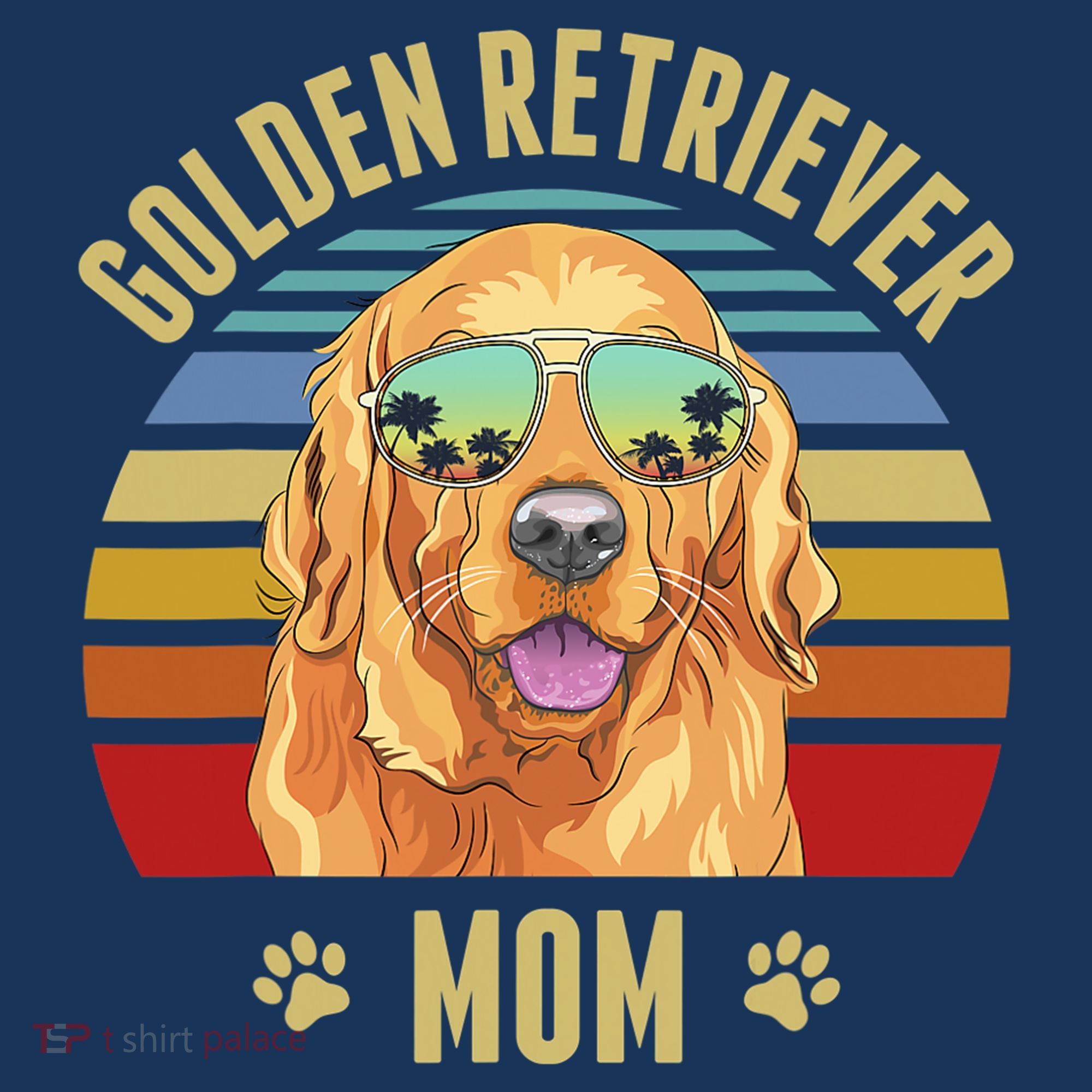 Golden Retriever Best Dog Mom Ever Retro Sunset Beach Vibe Women's Tank Top