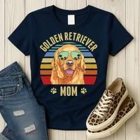 Golden Retriever Best Dog Mom Ever Retro Sunset Beach Vibe Women's T-Shirt thumb 3